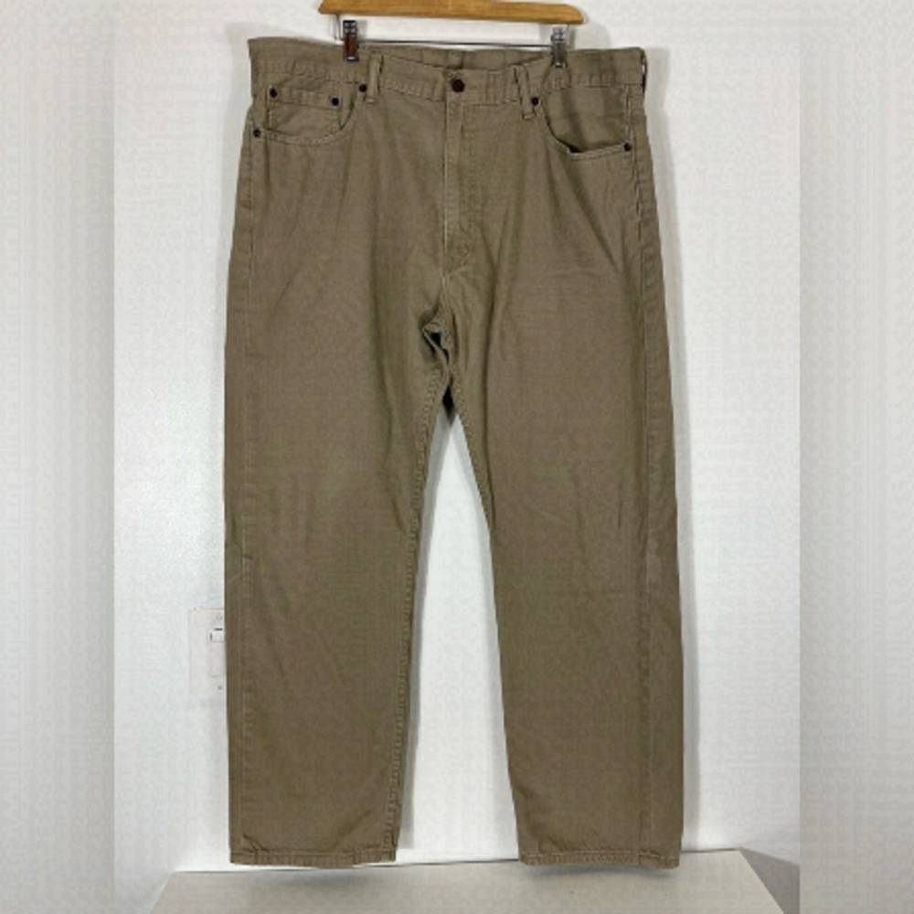 LEVI 505 Jeans Men's Size 42x32 Tan Relaxed Fit Straight Leg Mid Rise Denim